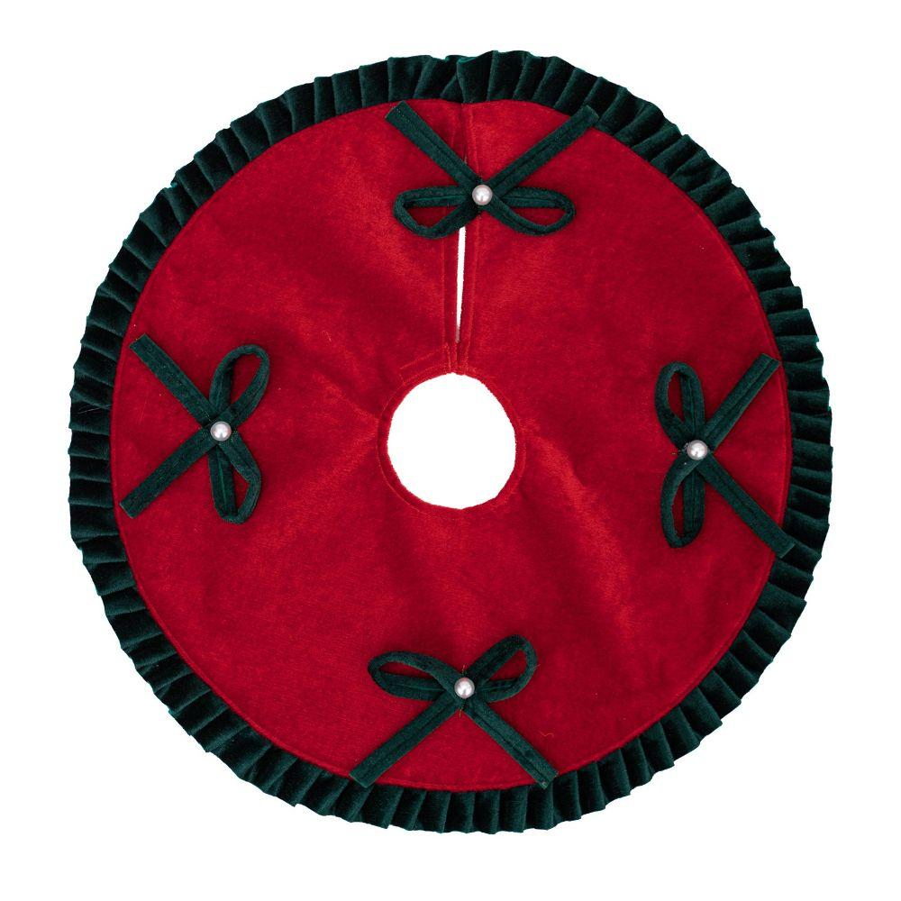 Ruffled Edge Christmas Tree Skirt 48cm Large Size Holiday Tree Carpet Fireplace Decor