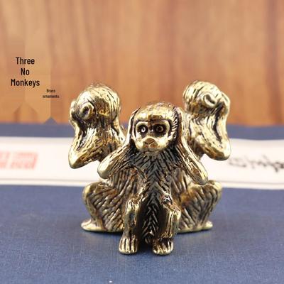 Creative Three Wise Monkeys Brass Ornament: See No Evil, Speak No Evil, Hear No Evil - Retro Tea Pet Decoration.