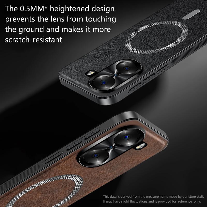 For Honor 60 and Honor 60 Pro Case Magnetic Elegant Leather Wear-Resistant Lens Fully Covered Non-Slip Grip Edge Cover Shell