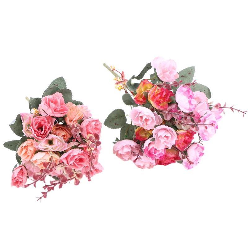 21 Heads Artificial Rose Bouquet Fake Rose Flowe Ornaments Outdoor Garden Wedding Bridal Wreath Accessories Party Decoration