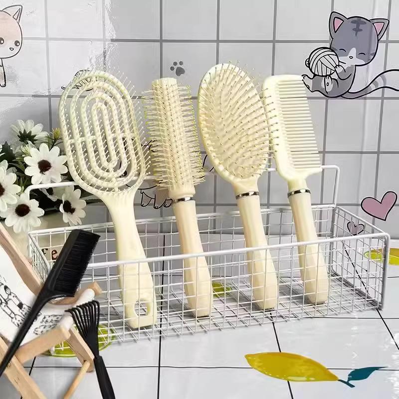 Curved Air Cushion Comb Set for Men & Women - 4 Pieces for Home Styling & Massage