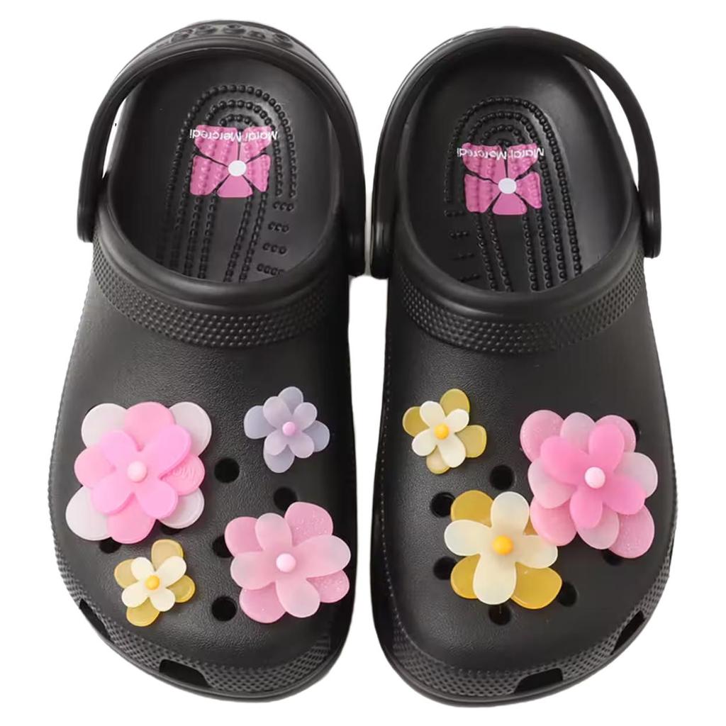 MARDI MERCREDI x Crocs Classic Clog Round-Toe Thick-Soled Floral Clogs Unisex Black