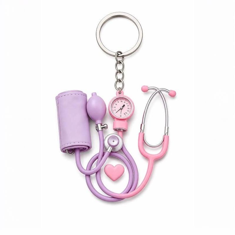 2D Acrylic Medical Keychain Mini Cartoon Stethoscope Pattern BPA Free for Pediatric Nurse Appreciation Small Gift