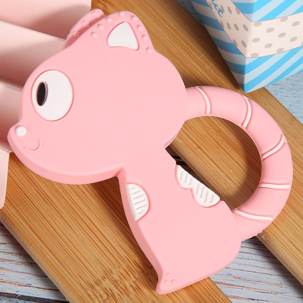 Baby Teething Toys Cute Cartoon Animal Shape Silicone Teether for Baby Kid ChildrenPink