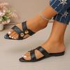 Fashion Plus Size 2025 Summer Open Toe Women’s Slippers Fashion Pointed Toe Flat with Rivet Concise Sandals for Daily Dress Slippers