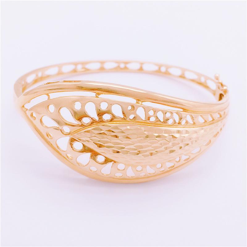 Позолоченный 585 пробой Розовым Золотом Фиолетовым Золотом Женский Цветное Золото Бутик Лист Принцесса Широкая Версия Регулируемый Браслет