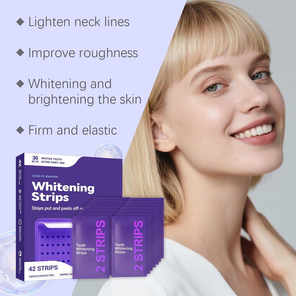 Purple Tooth Whitening Strips for Sensitive Teeth, Compact and Portable, Brightens Smile Anywhere, Anytime