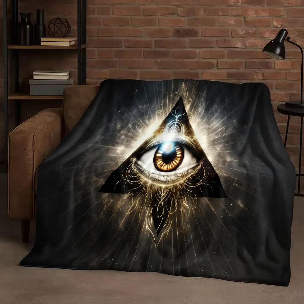 3D Freemasonry All Seeing Eye Symbol Evil Eye Flannel Blanket,Ultra Soft Warm Plush Throw for Home Bedroom Bed Sofa Cover Kids