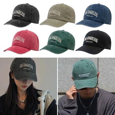 Retro Soft Top Caps Letter Embroidery Hip Hop Hat Sun Protection Peaked Caps  Men Women