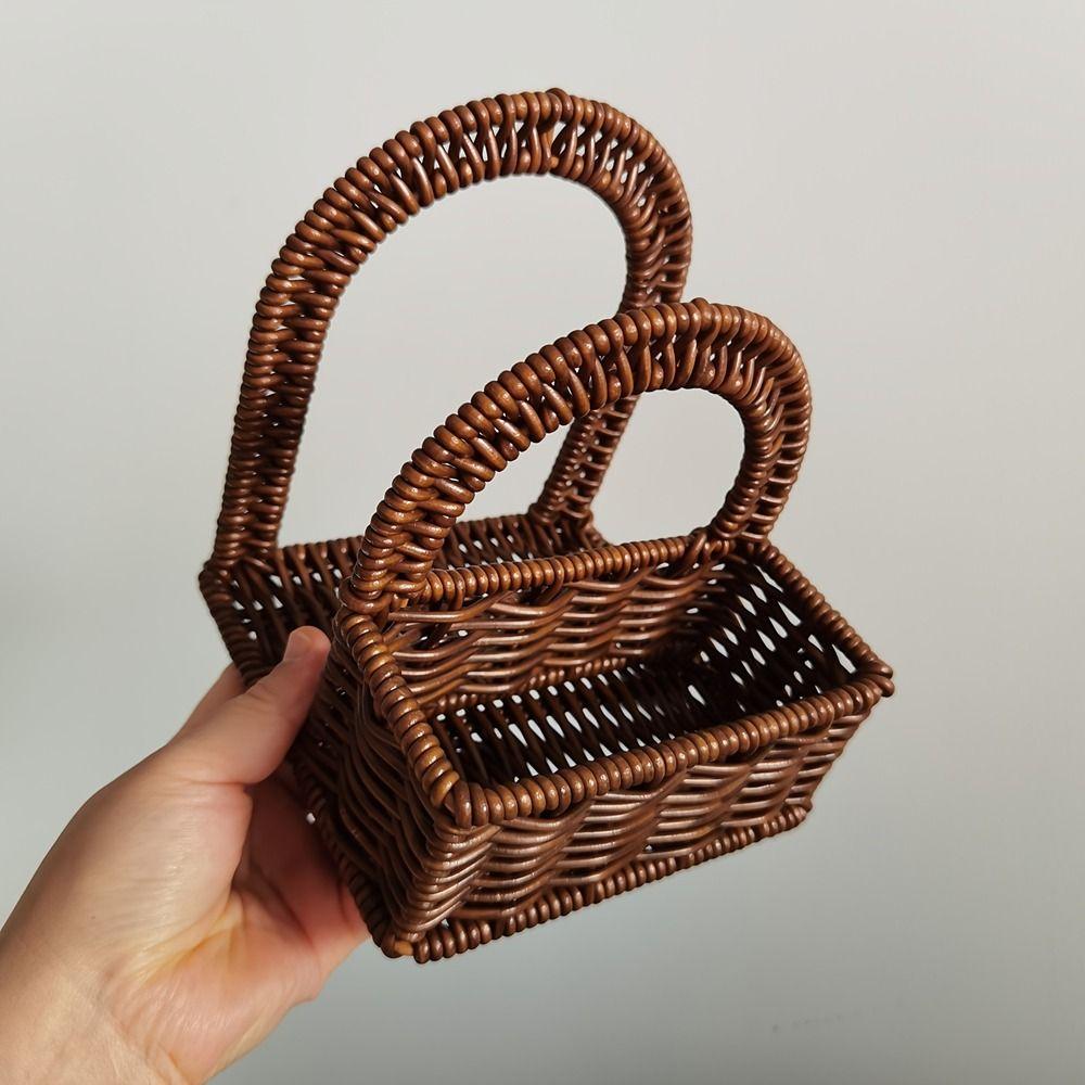 Decorative Imitation Rattan Napkin Holder Plastic Desktop Tissue Holder Dining Table