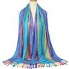 Popular Colorful Cashew Tassel Shawl for Women Ethnic Style Gradient Embroidery Scarf