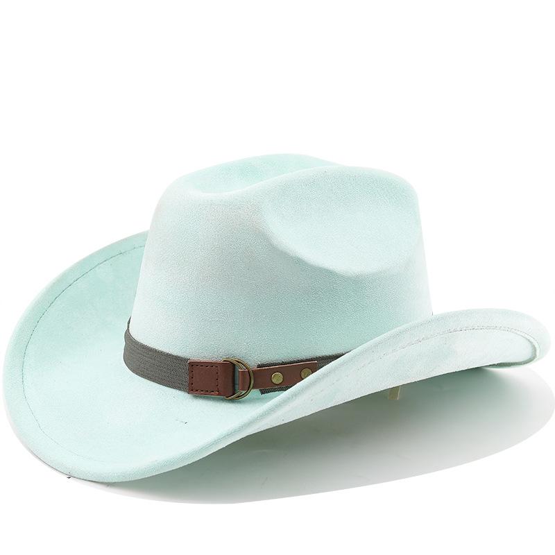 Retro Style Suede Western Cowboy Hat Woolen Jazz Top Hat Men and Women's Ethnic Style Autumn and Winter Felt Hat Big Eaves Hat