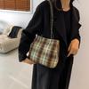 Elegant Plaid Women's Bucket Bag Soft Stylish Crossbody Purse For Casual Outfits