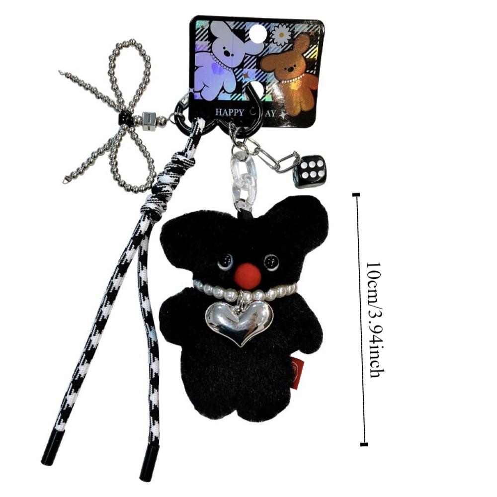 Pearl Heart Necklace Plush Dog Doll Keychains PP Cotton Dog Plush Doll Pendant  Hanging Ornaments