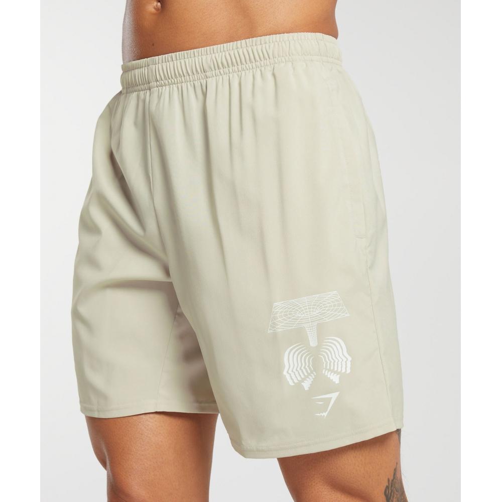 Gymshark Hybrid Wellness 7 Shorts Pebble Grey A4a8l Gb7p