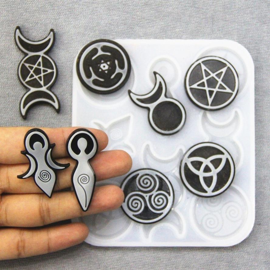 1 Set Goddess Necklace Pendant Resin Mold Epoxy Mirror Mold DIY 8 In 1 Silicone Mold Totem Pendant Mold