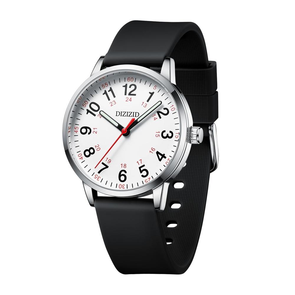 

Analog Nurse Watch, Waterproof, Luminous, Easy to Read Dial, Urethane Belt, Simple, Stylish, Men s, Women s, Medical, Nurse, Unisex (Silver DIZIZID