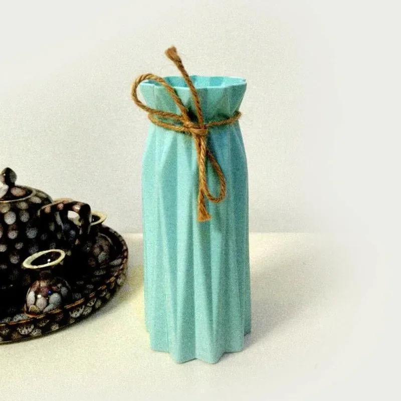 

New Plastic Vase Imitation Ceramic Flower Pot Flower Basket Flower Vase Home Decoration Household Supplies(Flower Not Included) синий