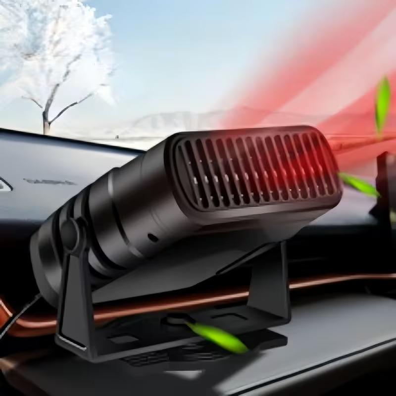 24V Portable Car Heater Fan Fast Heating Dual Vent Defroster Snow Removal Windshield Demister for Winter Driving