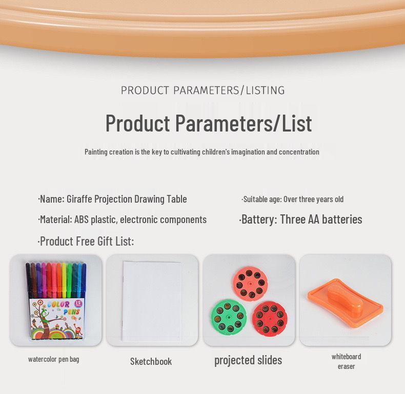 Deer-Shaped Multifunctional Projection Drawing and Writing Table for Kids