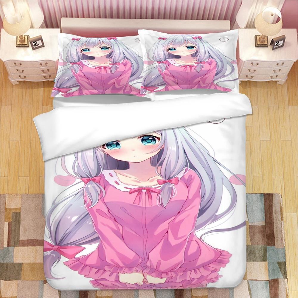 Anime Girl Izumi Sagiri 3D Printed Bedding Set King Duvet Cover Pillow Case Comforter Cover Bedclothes Bed Linens Home Textiles