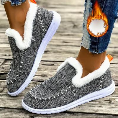 Winter Dicksohlige Schneestiefel, Damen Fleece Verdickte Wollwarme Übergröße Baumwollschuhe, Damen Modische Baumwollschuhe