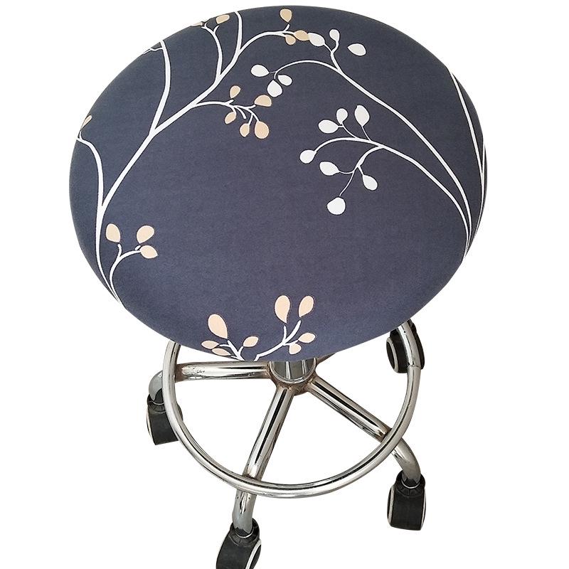 LIUXDIV Rundt Stoltrekk Barstoltrekk Elastisk Setetrekk Hjemmestol Slipcover Blomstertrykt Husholdningsartikler Rund Krakk