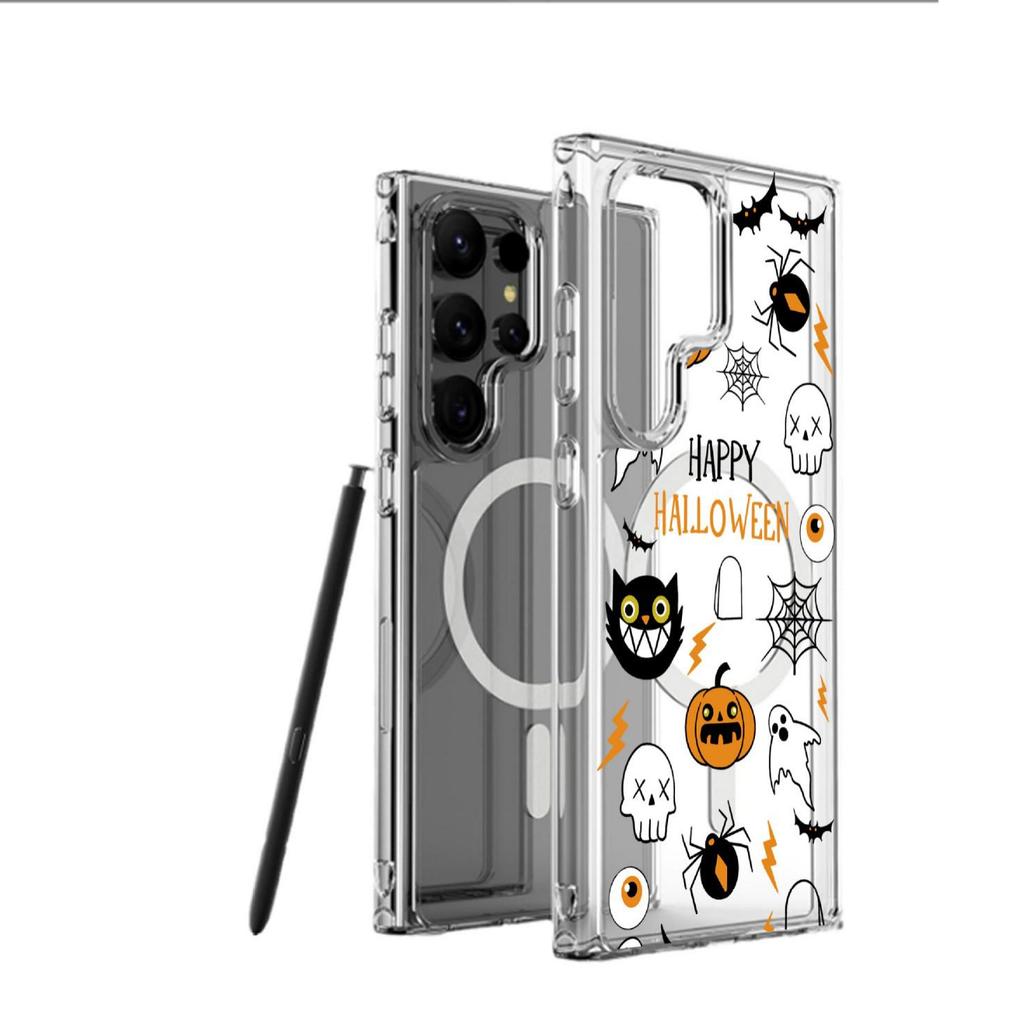 Transparent Full Coverage Evil Pumpkin Head Magnetic Case for iPhone 15/16/17 ProMax