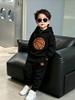 Herbst/Winter Bequemes Kapuzensweatshirt für Kinder mit Basketballmuster - Lässiges Sport-Sweatshirt und Hose Set für Kleinkinder
