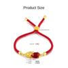 Gold Color Creative 3D Hard Agate Pixiu Braided Red Rope Bracelet Women's Accessories Jewelry
