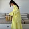 Sommer Freizeit Gelber Anzug Damen Locker Langärmeliges Hemd+Rock Mode 2-teiliges Set Pendler Rockset