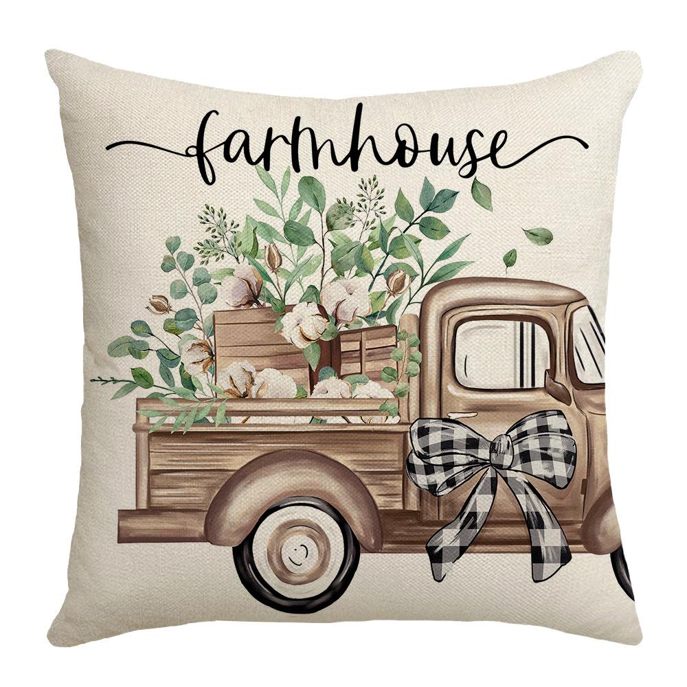 New Plant Flower Truck Letter Spring Series Pillow Cover Home Office Pillow Cushion Ins