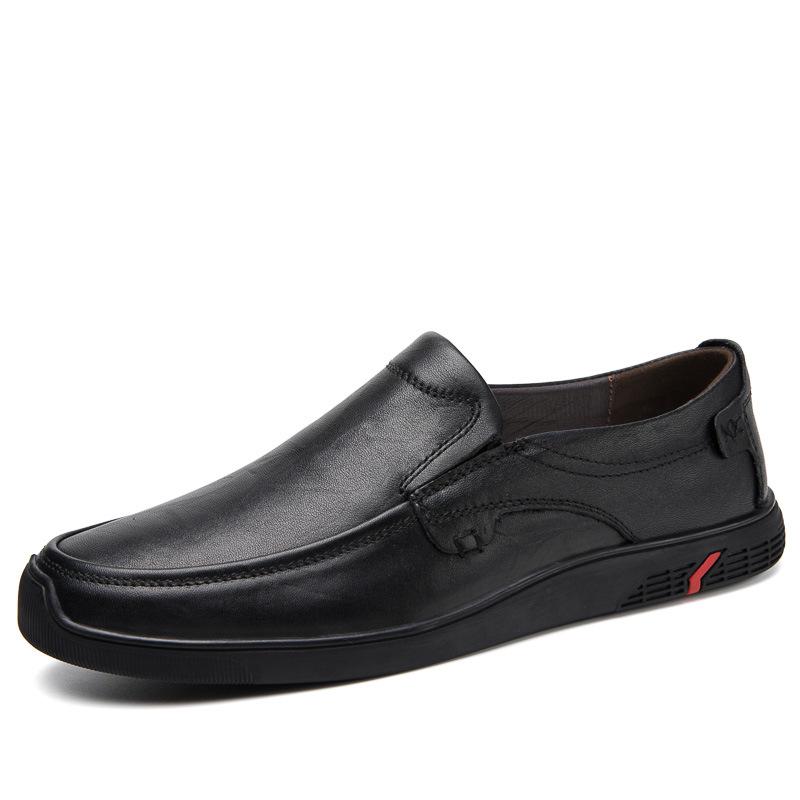 Men s Large Size Leather Loafers - Slip-On Casual Driving Shoes 39