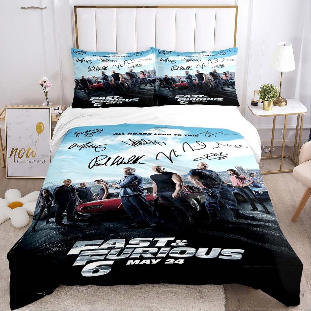 Zestawy pościeli z nadrukiem filmów akcji, męski zestaw poszwy na kołdrę do szybkiej jazdy, luksusowy zestaw pościeli z kołdrą, prezent urodzinowy