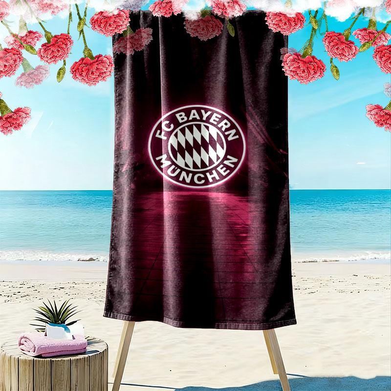 FC Bayern Munchen Print Beach Towel, Large Soft Quick Dry Towel for Beach Camping Swimming