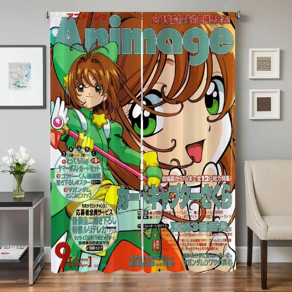 Kitchen Curtains for Living Room 2 Pieces Blackout Curtains Door Curtain C-cardcaptor S-sakura Bedroom Decoration Partition Home