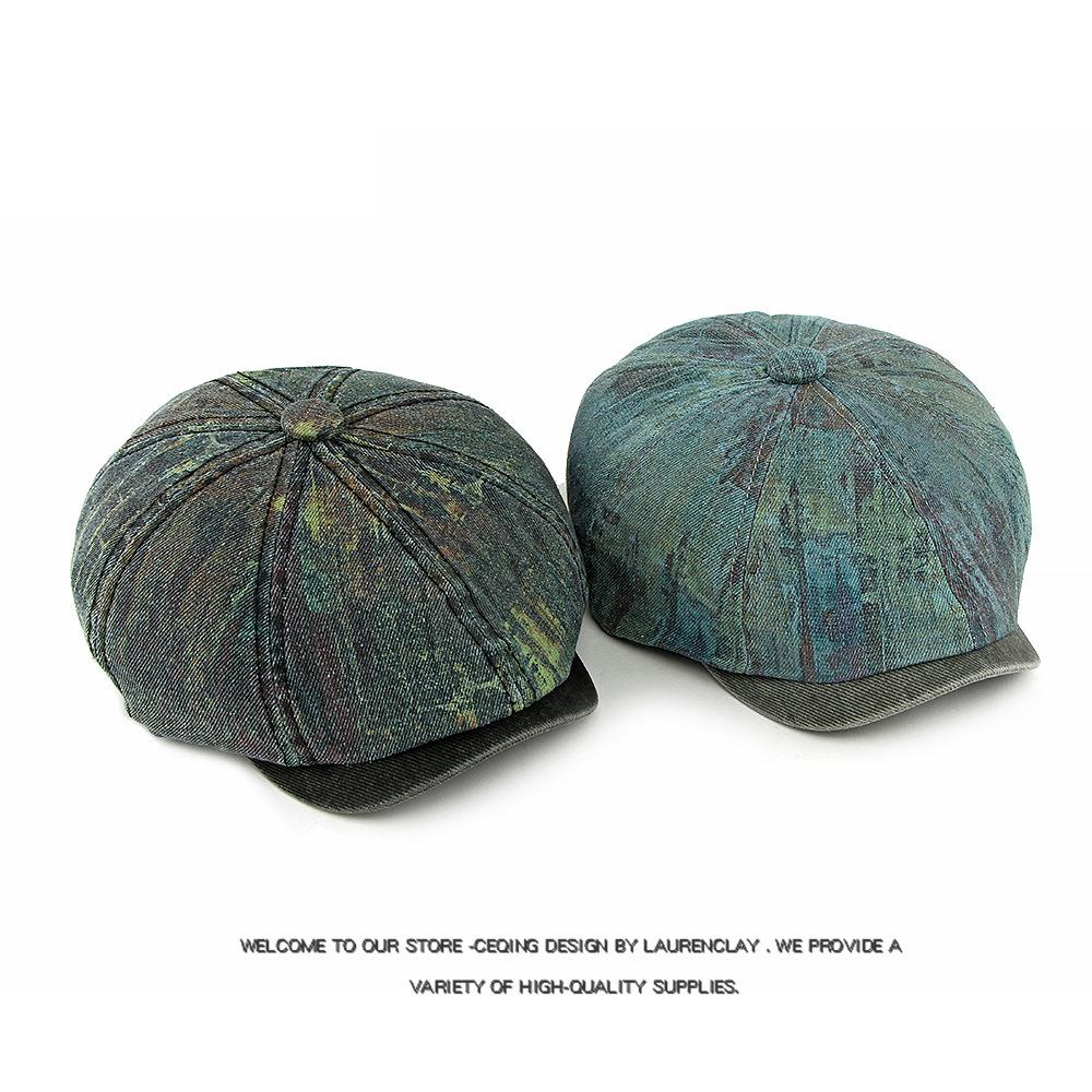 Casquette Octogonale Casquette Vintage Britannique pour Homme Casquette de Gavroche Imprimée Casquette de Peintre