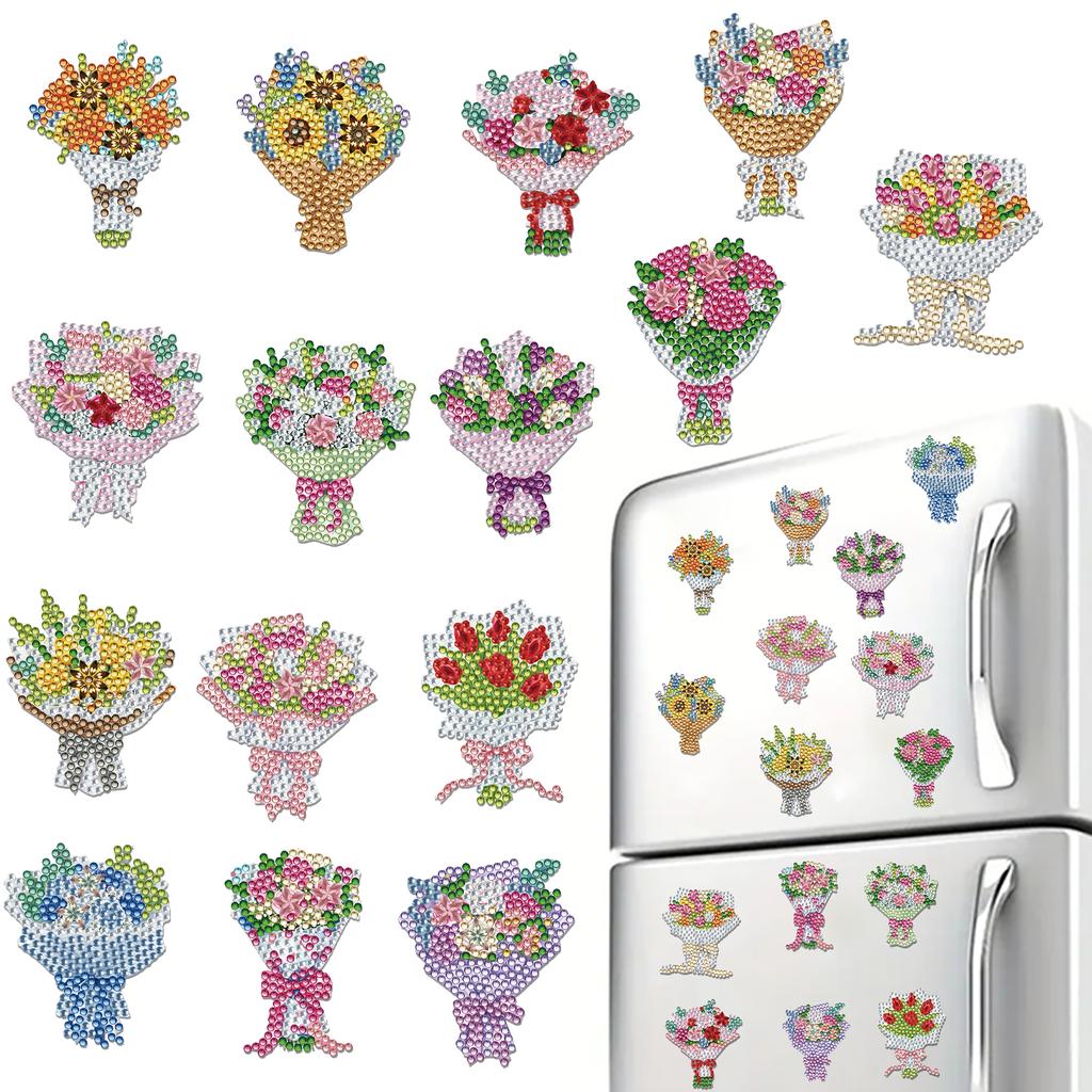 15 st 2D/Platt Akryl DIY Konst Kylskåpsmagnet Kylskåpssticker Specialformad Borr för Vuxna Nybörjare Heminredning