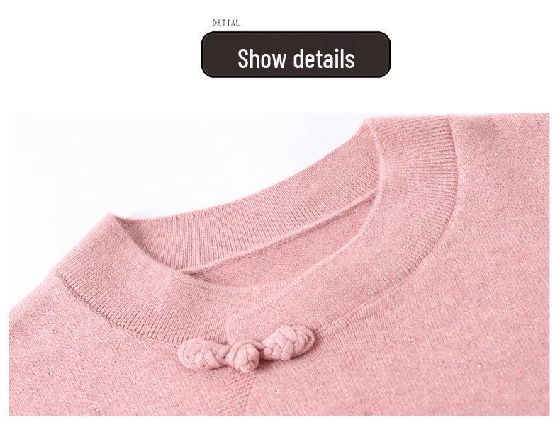 Autumn Winter Chinese Retro Cheongsam Collar Thick Knit Sweater – Fashionable Women's Pullover