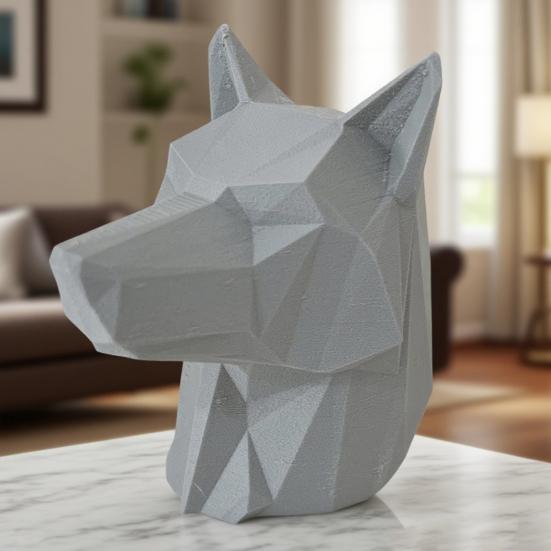 3D Printed Wolf Head Ornament Red Christmas Hat Statue Sculpture Home Office Desktop Trailer Coupling Cover Decoration