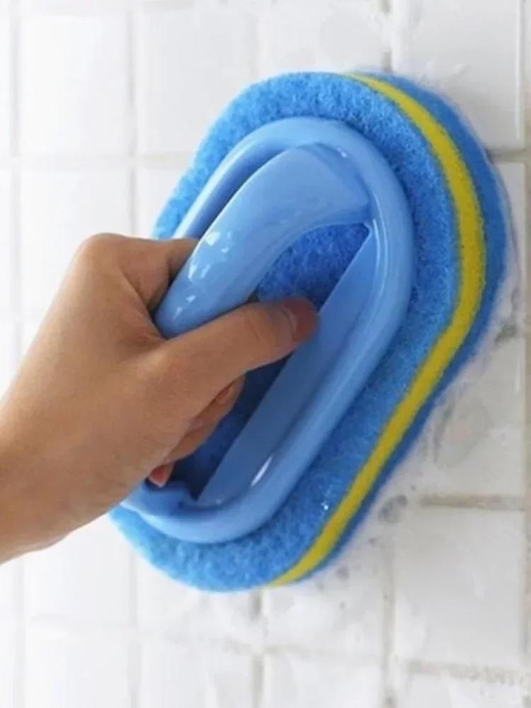 Household Bathroom Tools Handle Sponge Brush To Clean Bathtub Tile Cleaner Blue Soft Magic Sponge Eraser Kitchen Supplies
