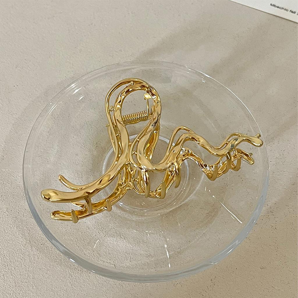 Liquid Metal Lines Large Grab Clip Hair Volume Multi-Disc Hair Shark Clip 2025 Temperament Hairpin