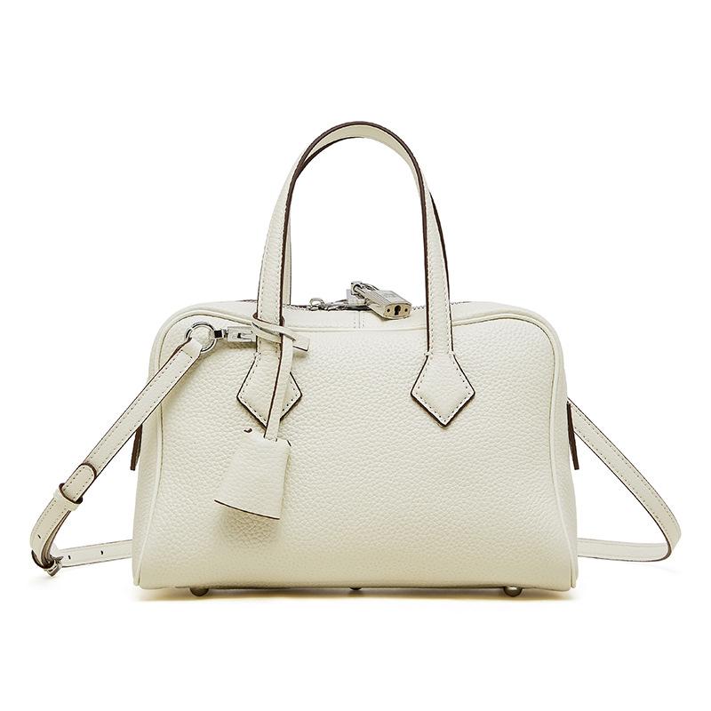Imported TC Top Layer Cowhide Versatile Commuter Handbag Genuine Leather Boston Pillow Bag Textured Single Shoulder Women's Bag