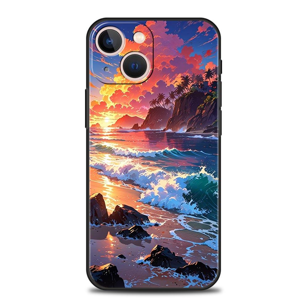 Landscape Art Phone Case For iPhone 16 13 15 14 12 11 Pro MAX XR X SE XS 7 8 Plus Soft TPU Shell Cover