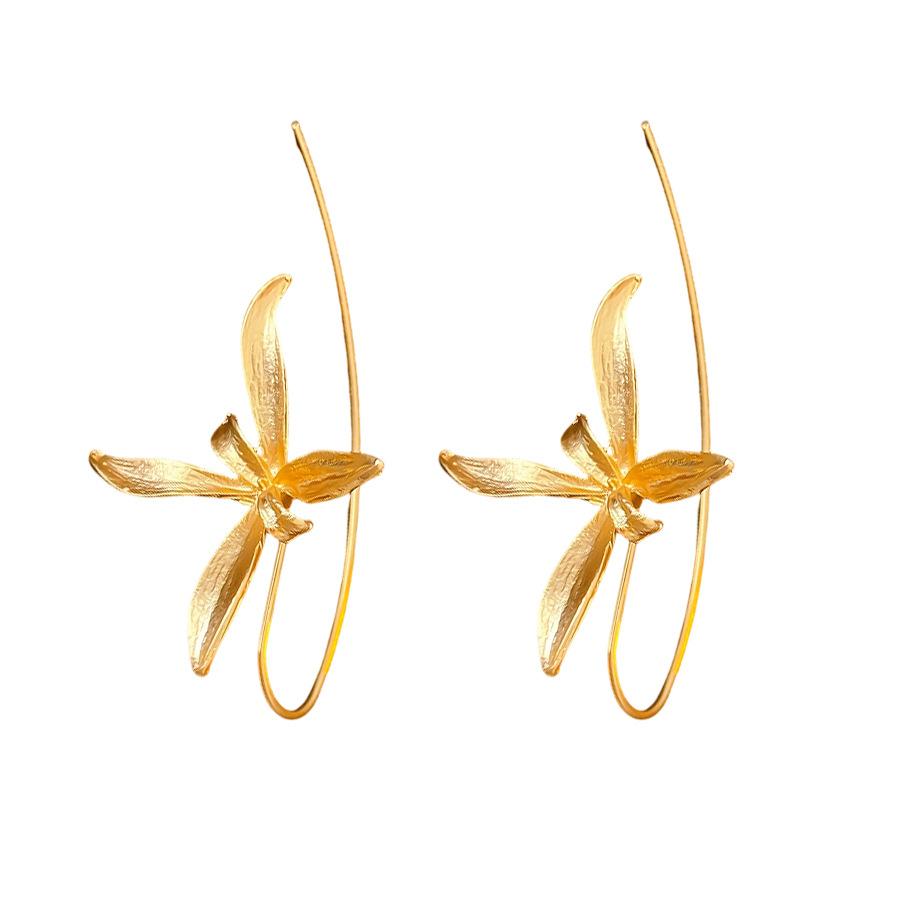 New Chinese-style Vintage Versatile Iris-inspired Earrings in A Minimalist Fashion Style