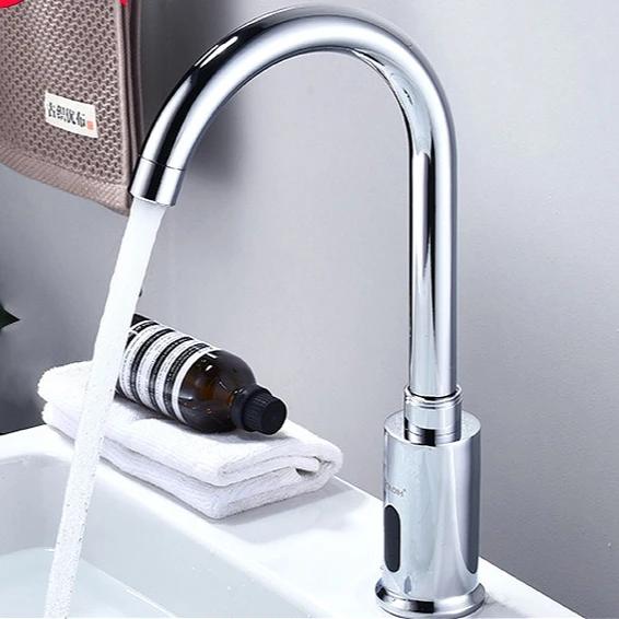 Basin Faucet Deck Mounted Automatic Infrared Sensor Faucet Single Cold Water Faucet Bathroom Basin Electrical Auto Sensor Tap
