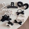 French Black & White Polka Dot Bow Hair Claw – Versatile Fashion Shark Clip