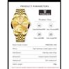 PINDOWS Luxury Business Dress Analog Quartz Water Luminous Date Stainless Steel Classic Business Casual Style Men's Watch, Diamond-Decorated, Style,