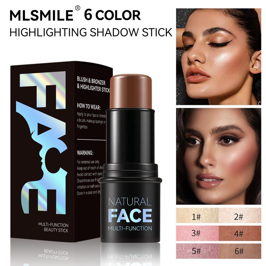 12-Color Highlight Grooming Stick, Stereo Brightening Shadow Stick Modified Contour Aegyo Sal Face Base Blush Stick