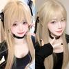 WTB Golden Long Straight Synthetic Wig Female Misa Amane Cos Straight Bangs Fluffy Smooth Long Straight Hair Wig
